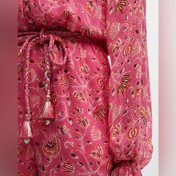 Hemant & Nandita Nara Romper With Braided Belt in Tulip Pink NWT Size Small - Picture 3 of 5